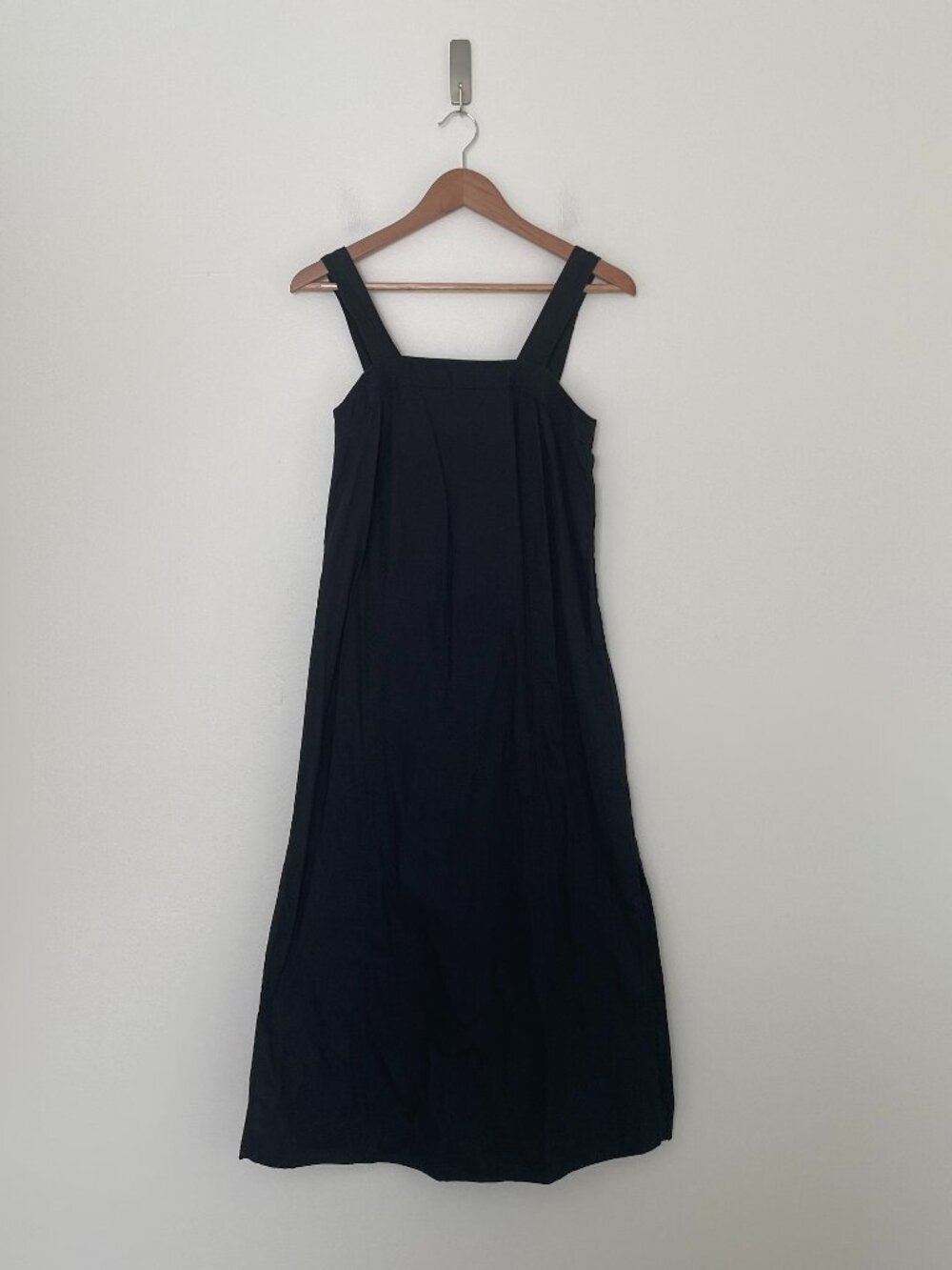 Madewell Linen Blend Princess Seamed Midi Dress in Black Size Small